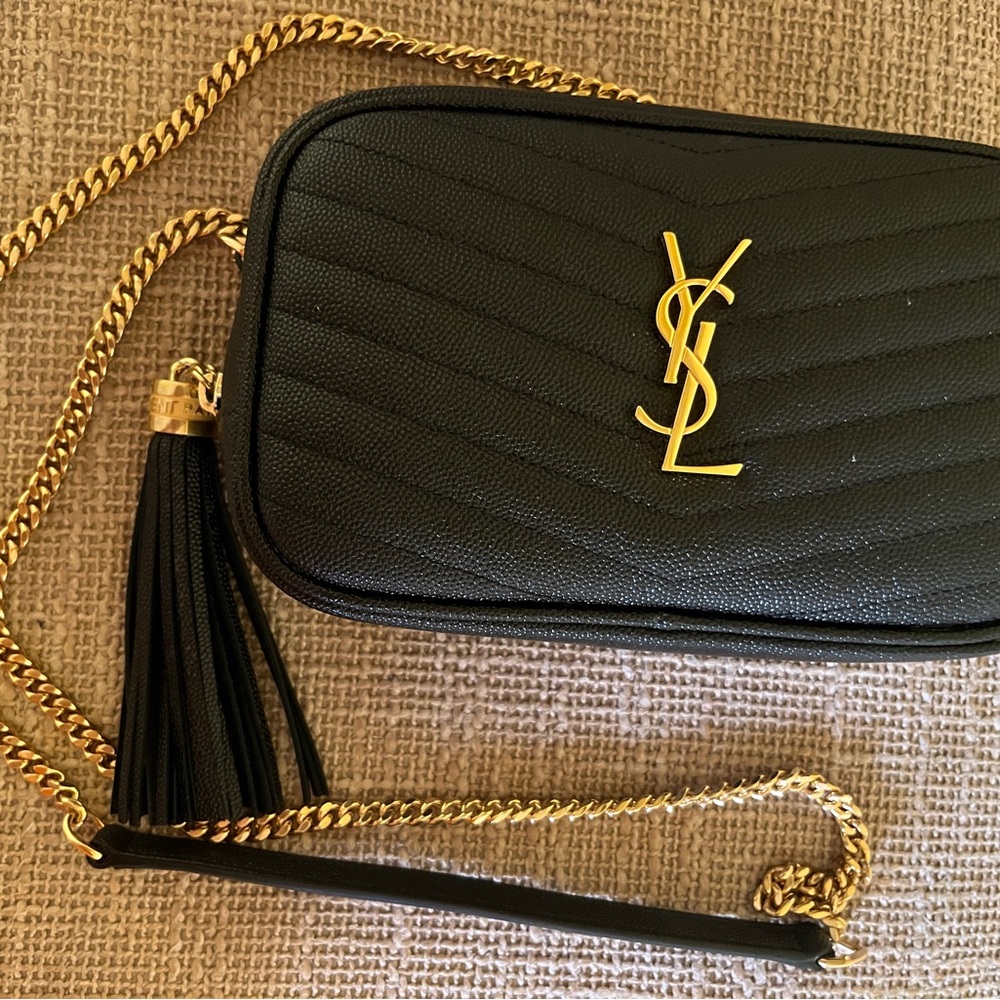 Yves Saint Laurent Quilted Black and Gold Crossbody Bag
